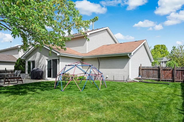 3025 Diane Dr, Aurora, IL 60504 - rear view of property with a patio and a shingled roof