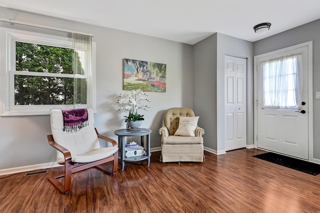 3025 Diane Dr, Aurora, IL 60504 - sitting room featuring plenty of natural light, wood finished floors, and baseboards