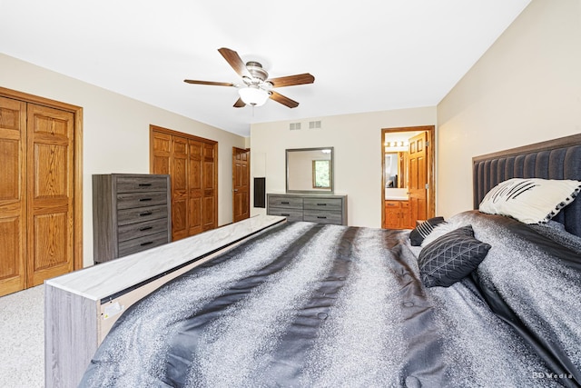 14801 Jean Ct, Oak Forest, IL 60452 - bedroom with ceiling fan, ensuite bath, and multiple closets