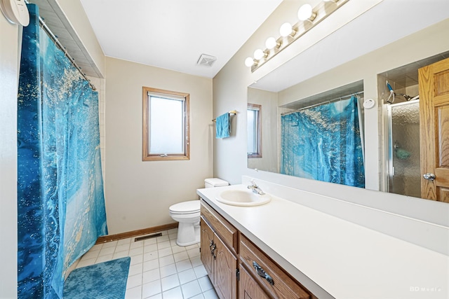 14801 Jean Ct, Oak Forest, IL 60452 - bathroom with tile patterned floors, curtained shower, vanity, toilet, and baseboards
