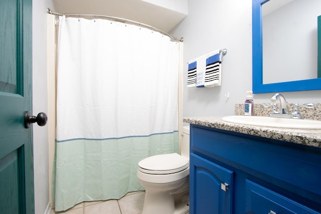 12367 Squirrel Tree Ln, Belvidere, IL 61008 - bathroom with toilet, tile patterned flooring, vanity, and a shower with curtain