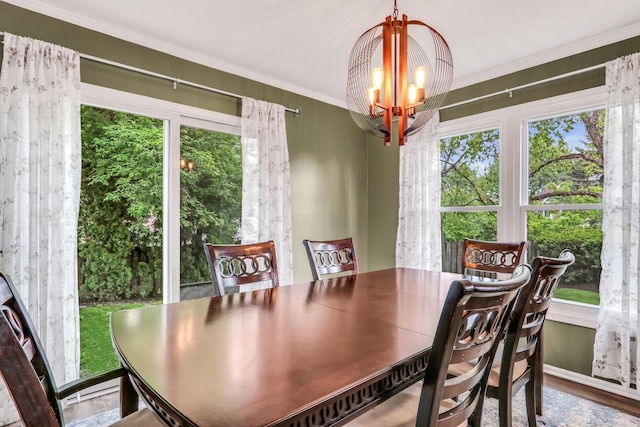 1723 Victor Ter, Gurnee, IL 60031 - dining space featuring a chandelier, wood finished floors, and crown molding