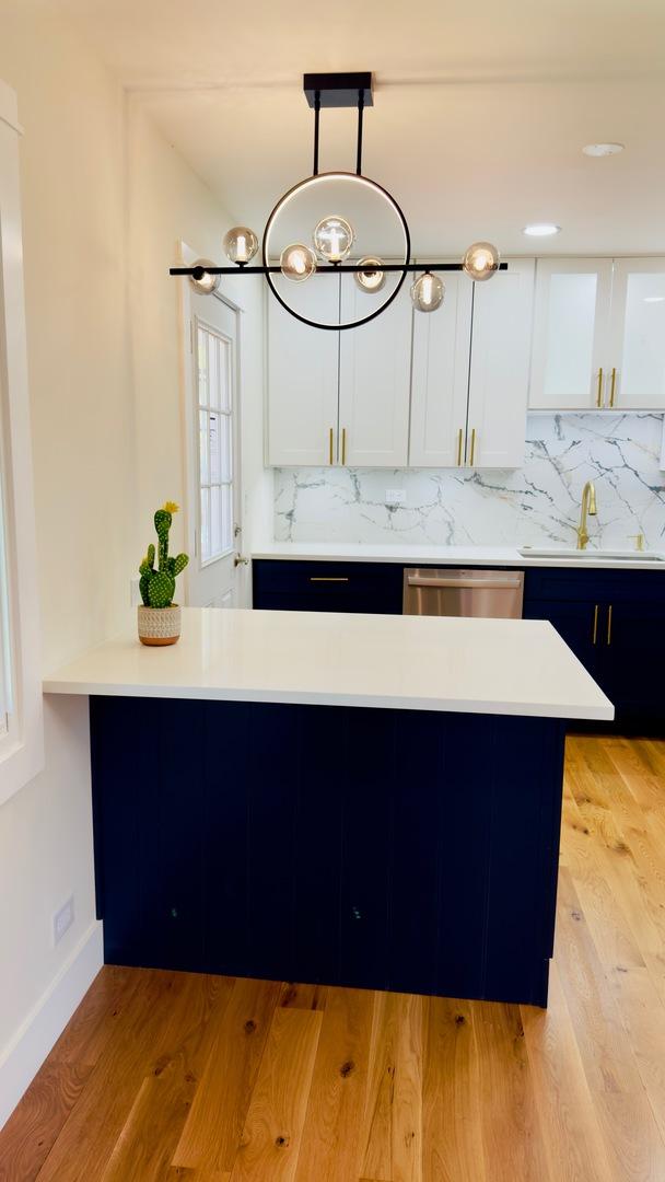 527 Northgate Rd, Lindenhurst, IL 60046 - kitchen featuring stainless steel dishwasher, a sink, backsplash, and light countertops