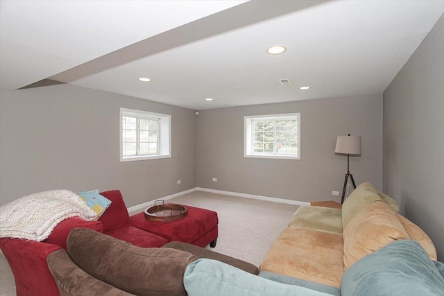1207 Angle Tarn, West Dundee, IL 60118 - carpeted living room with healthy amount of natural light, baseboards, and recessed lighting