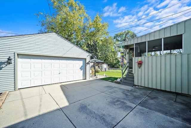 view of detached garage