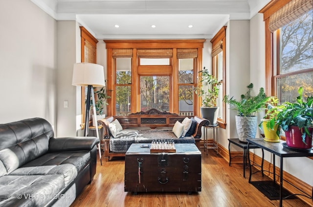 4752 N Beacon St, Chicago, IL 60613 - living area with wood finished floors, healthy amount of natural light, baseboards, and recessed lighting