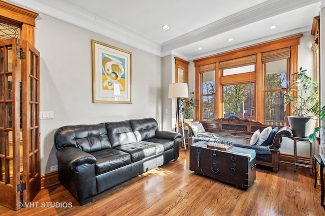 4752 N Beacon St, Chicago, IL 60613 - living area with ornamental molding, wood finished floors, and baseboards
