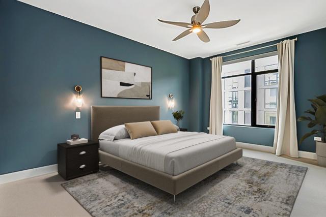 1701 W Webster Ave Unit 611, Chicago, IL 60614 - carpeted bedroom with baseboards and a ceiling fan