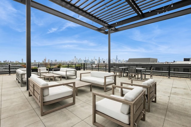 1701 W Webster Ave Unit 611, Chicago, IL 60614 - view of patio with a skyline view, an outdoor hangout area, and a pergola