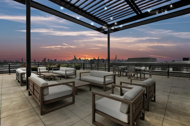 1701 W Webster Ave Unit 611, Chicago, IL 60614 - view of patio / terrace with outdoor lounge area, a pergola, and a view of skyline