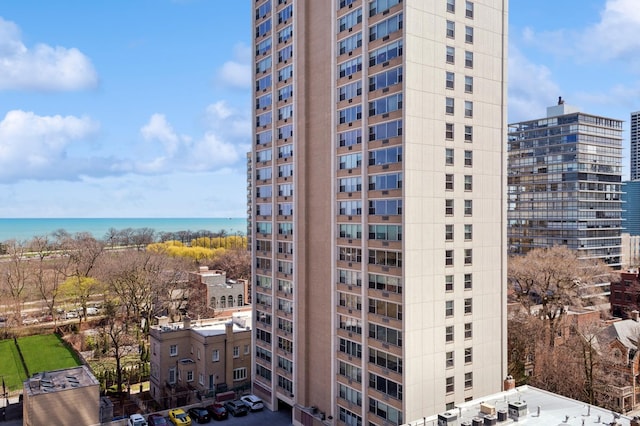 view of building exterior featuring a city view