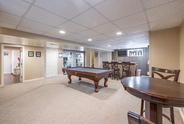 3080 Wickenden Ave, Elgin, IL 60124 - game room with carpet, bar, billiards, baseboards, and recessed lighting