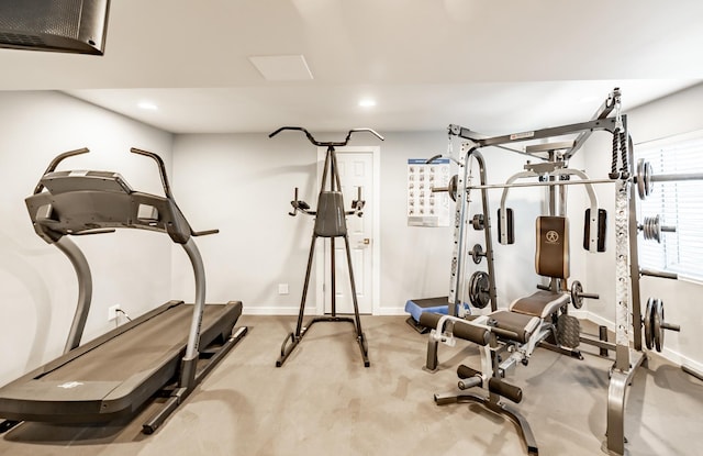 3080 Wickenden Ave, Elgin, IL 60124 - exercise area featuring recessed lighting, baseboards, and carpet flooring