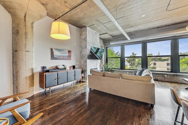 living area with wood finished floors
