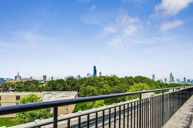 balcony with a skyline view