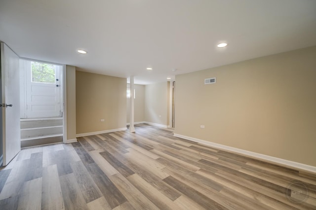 125 Arbor Ave, West Chicago, IL 60185 - below grade area with recessed lighting, baseboards, and light wood-style floors