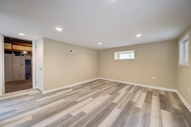 125 Arbor Ave, West Chicago, IL 60185 - below grade area with baseboards, light wood-type flooring, and recessed lighting