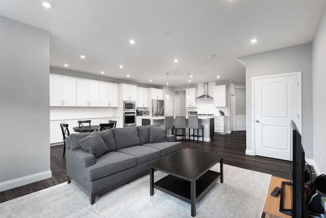 2234 Weatherbee Ln, Naperville, IL 60563 - living area featuring dark wood finished floors and recessed lighting