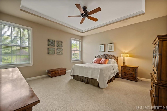 1123 Redbud Ln, Sugar Grove, IL 60554 - carpeted bedroom with a raised ceiling, baseboards, and a ceiling fan