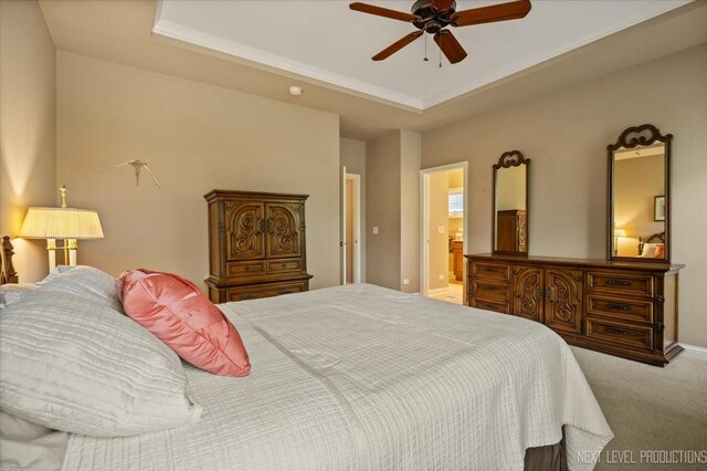 1123 Redbud Ln, Sugar Grove, IL 60554 - bedroom featuring carpet, a raised ceiling, and a ceiling fan