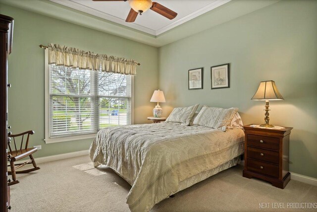 1123 Redbud Ln, Sugar Grove, IL 60554 - bedroom with carpet floors, baseboards, ornamental molding, and a ceiling fan