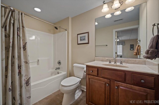 1123 Redbud Ln, Sugar Grove, IL 60554 - bathroom featuring toilet, vanity, tile patterned flooring, and shower / tub combo