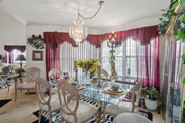 21220 Silktree Cir, Plainfield, IL 60544 - dining room with healthy amount of natural light, carpet floors, and a chandelier