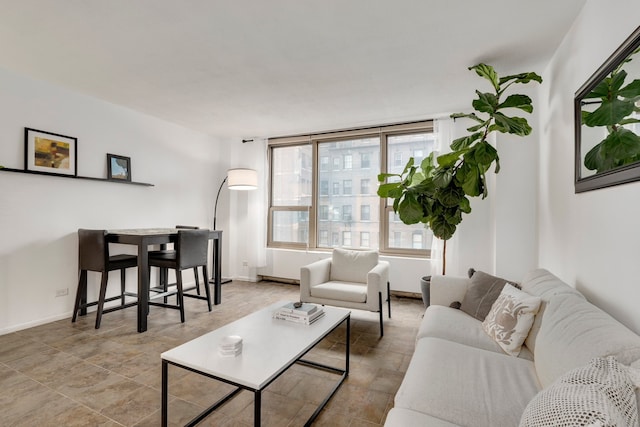 living area with baseboards