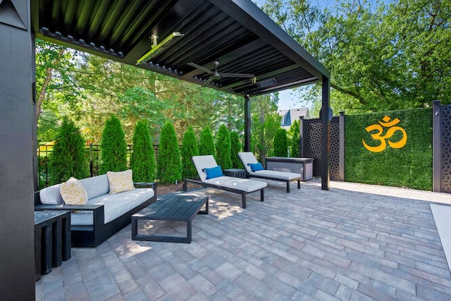31 Concord Dr, Oak Brook, IL 60523 - view of patio / terrace with an outdoor hangout area and a fenced backyard