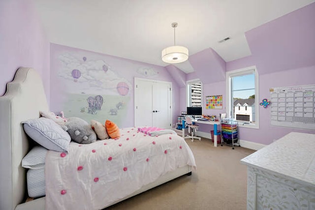 31 Concord Dr, Oak Brook, IL 60523 - bedroom with carpet flooring, lofted ceiling, an office area, and baseboards