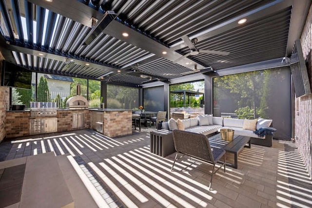 31 Concord Dr, Oak Brook, IL 60523 - view of patio featuring an outdoor hangout area, area for grilling, and a pergola