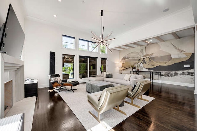 31 Concord Dr, Oak Brook, IL 60523 - living area featuring baseboards, a fireplace, wood finished floors, and recessed lighting