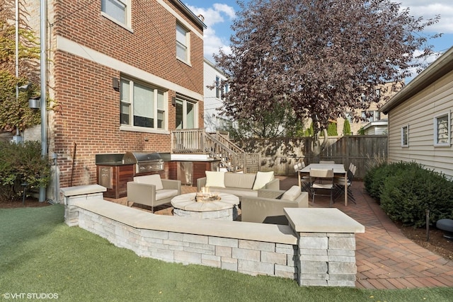 4845 N Bell Ave, Chicago, IL 60625 - view of patio with outdoor lounge area, exterior kitchen, fence, area for grilling, and outdoor dining space