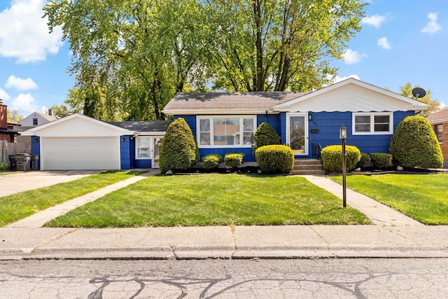 785 E 164th St, South Holland, IL 60473 - view of front of home featuring a garage, a front lawn, and concrete driveway