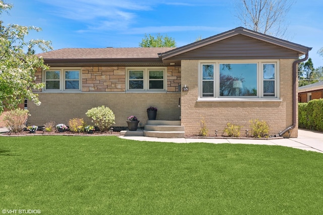 713 Sylviawood Ave, Park Ridge, IL 60068 - view of front of property featuring brick siding, a front yard, and a shingled roof