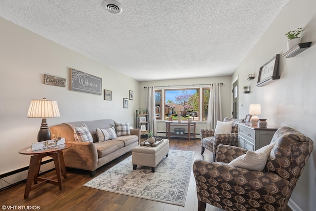 713 Sylviawood Ave, Park Ridge, IL 60068 - living area with a wall mounted air conditioner, dark wood finished floors, and a textured ceiling