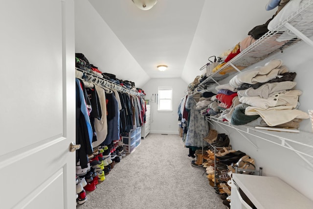 2319 Coventry Cir, Sycamore, IL 60178 - walk in closet featuring lofted ceiling and carpet flooring