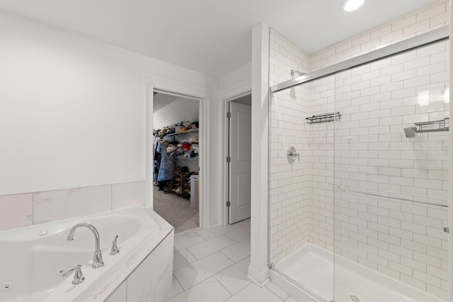 2319 Coventry Cir, Sycamore, IL 60178 - full bath featuring a shower stall, a whirlpool tub, a walk in closet, and marble finish floors