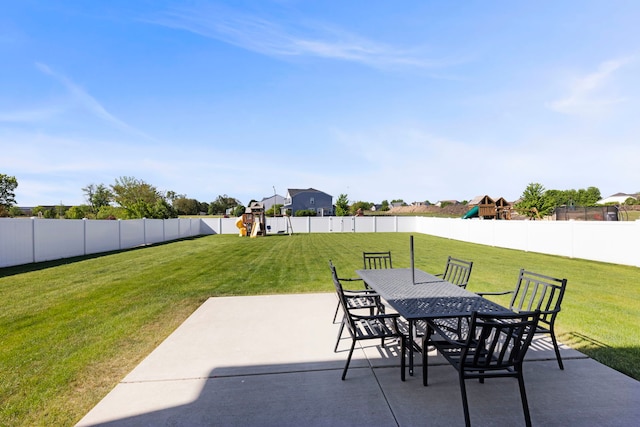 2319 Coventry Cir, Sycamore, IL 60178 - view of patio / terrace with a playground and outdoor dining area