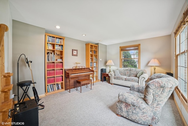 18321 Country Ln, Lansing, IL 60438 - carpeted living area featuring recessed lighting and baseboards
