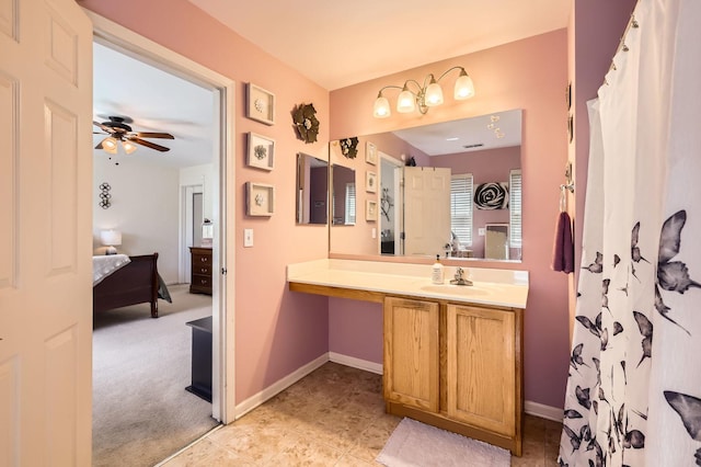 614 Grand Canyon Cir, Crystal Lake, IL 60014 - full bath featuring ceiling fan, vanity, and baseboards