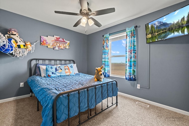 824 Briar Glen Ct, Hampshire, IL 60140 - bedroom with carpet flooring, baseboards, and ceiling fan