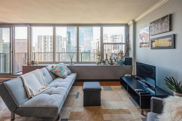 400 E Randolph St Unit 3918, Chicago, IL 60601 - living room featuring crown molding and wood finished floors