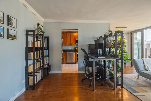400 E Randolph St Unit 3918, Chicago, IL 60601 - office featuring crown molding, floor to ceiling windows, wood finished floors, and baseboards