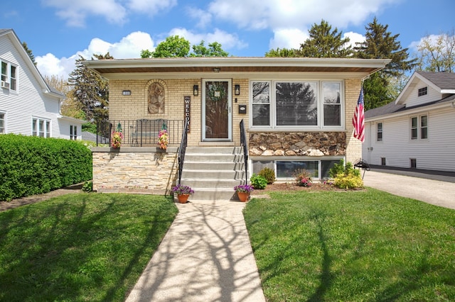 1080 E Prairie Ave, Des Plaines, IL 60016 - view of front of property with a porch, a front yard, and brick siding