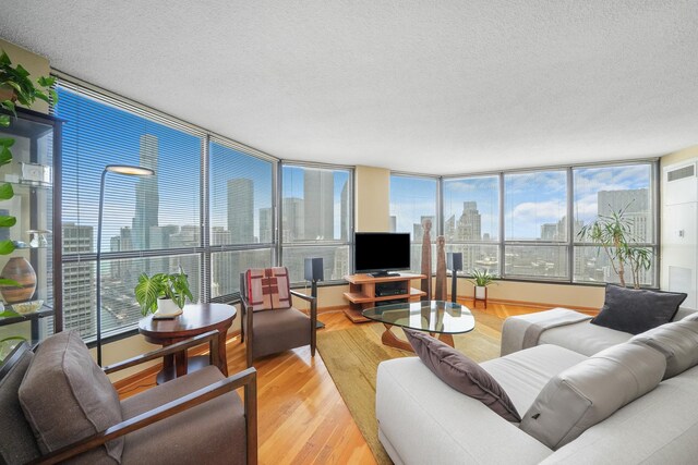 405 N Wabash Ave Unit 4709, Chicago, IL 60611 - living area featuring a textured ceiling and light wood-type flooring