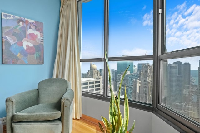 405 N Wabash Ave Unit 4709, Chicago, IL 60611 - sitting room with plenty of natural light, a view of city, and wood finished floors