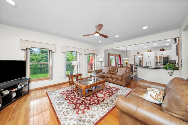 11731 Blackburn Dr, Orland Park, IL 60467 - living area with ceiling fan, light wood-type flooring, and recessed lighting