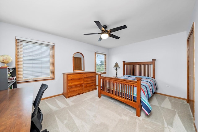 11731 Blackburn Dr, Orland Park, IL 60467 - carpeted bedroom featuring baseboards, a desk, and ceiling fan