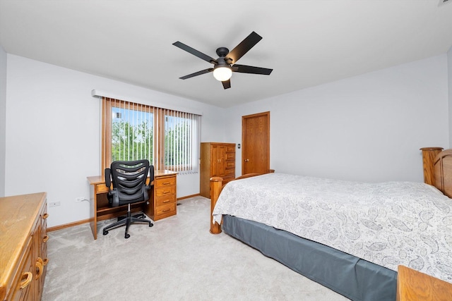 11731 Blackburn Dr, Orland Park, IL 60467 - bedroom with light colored carpet, baseboards, an office area, and ceiling fan